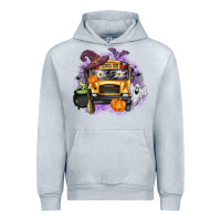 Heather Grey Halloween School Bus Urban Hoodie - texasbilliewilder