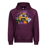 Mauve Wine Halloween School Bus Urban Hoodie - texasbilliewilder