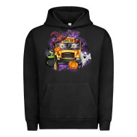 Pigment Black Halloween School Bus Urban Hoodie - texasbilliewilder