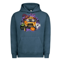 Pigment Midnight Navy Halloween School Bus Urban Hoodie - texasbilliewilder