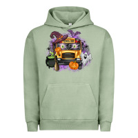 Pigment Oil Green Halloween School Bus Urban Hoodie - texasbilliewilder