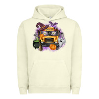 Pigment Pistachio Halloween School Bus Urban Hoodie - texasbilliewilder