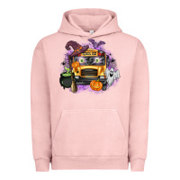 Pigment Salmon Halloween School Bus Urban Hoodie - texasbilliewilder