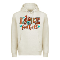 Oatmeal Heather love football Premium Hoodie - Zillion Design Studio