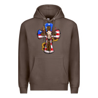 Coffee american flag cross cow skull sunflowers Premium Hoodie - RanaPortraitStore