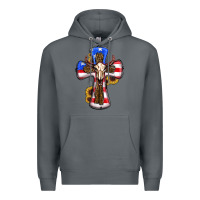 Rock american flag cross cow skull sunflowers Premium Hoodie - RanaPortraitStore