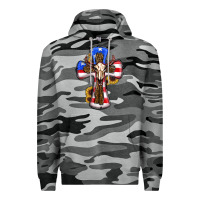 Slate Camo american flag cross cow skull sunflowers Premium Hoodie - RanaPortraitStore