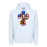 White american flag cross cow skull sunflowers Premium Hoodie - RanaPortraitStore