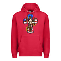 Cardinal american flag cross cow skull sunflowers Premium Hoodie - RanaPortraitStore