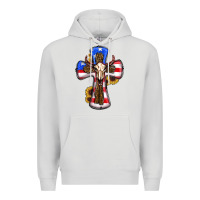 Dove Grey american flag cross cow skull sunflowers Premium Hoodie - RanaPortraitStore