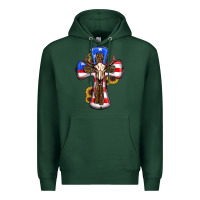 Sports Green american flag cross cow skull sunflowers Premium Hoodie - RanaPortraitStore