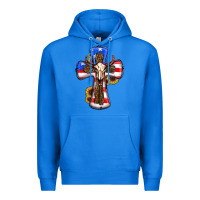 True Royal american flag cross cow skull sunflowers Premium Hoodie - RanaPortraitStore
