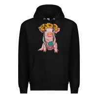 Black sunflower pig with gemstone Premium Hoodie - RanaPortraitStore