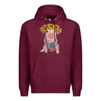 Burgundy sunflower pig with gemstone Premium Hoodie - RanaPortraitStore