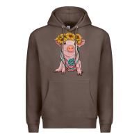 Coffee sunflower pig with gemstone Premium Hoodie - RanaPortraitStore