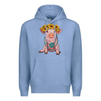 Colony Blue sunflower pig with gemstone Premium Hoodie - RanaPortraitStore