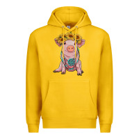 Lemon sunflower pig with gemstone Premium Hoodie - RanaPortraitStore