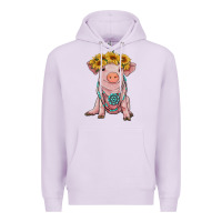 Lilac sunflower pig with gemstone Premium Hoodie - RanaPortraitStore