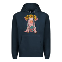 Navy sunflower pig with gemstone Premium Hoodie - RanaPortraitStore