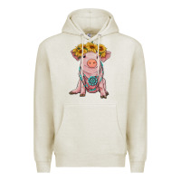 Oatmeal Heather sunflower pig with gemstone Premium Hoodie - RanaPortraitStore