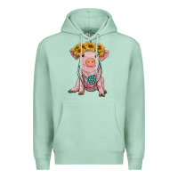 Seafoam sunflower pig with gemstone Premium Hoodie - RanaPortraitStore