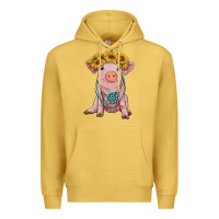 Antique Gold sunflower pig with gemstone Premium Hoodie - RanaPortraitStore