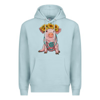 Blue Mist sunflower pig with gemstone Premium Hoodie - RanaPortraitStore