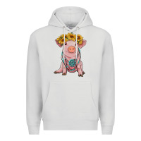 Dove Grey sunflower pig with gemstone Premium Hoodie - RanaPortraitStore