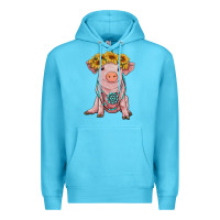 Ocean Blue sunflower pig with gemstone Premium Hoodie - RanaPortraitStore