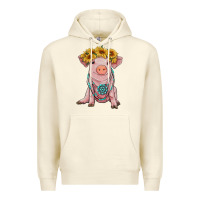 Sandshell sunflower pig with gemstone Premium Hoodie - RanaPortraitStore