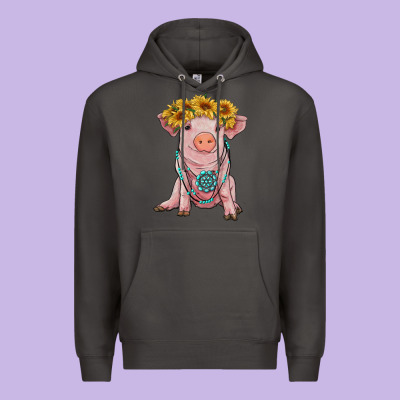 Sunflower Pig With Gemstone Premium Hoodie Designed By Ranaportraitstore