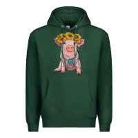 Sports Green sunflower pig with gemstone Premium Hoodie - RanaPortraitStore