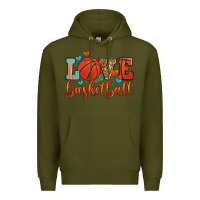 Army Green love basketball Premium Hoodie - Zillion Design Studio
