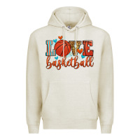 Oatmeal Heather love basketball Premium Hoodie - Zillion Design Studio