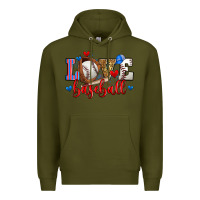 Army Green love baseball Premium Hoodie - Zillion Design Studio
