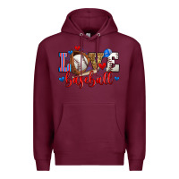 Burgundy love baseball Premium Hoodie - Zillion Design Studio