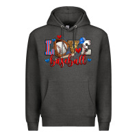 Charcoal Heather love baseball Premium Hoodie - Zillion Design Studio