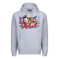 Heather Grey love baseball Premium Hoodie - Zillion Design Studio