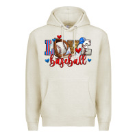 Oatmeal Heather love baseball Premium Hoodie - Zillion Design Studio