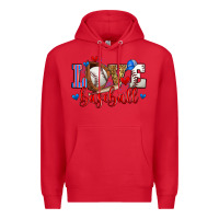 Red love baseball Premium Hoodie - Zillion Design Studio