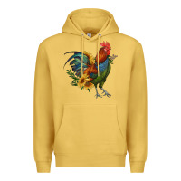 Antique Gold rooster with sunflowers Premium Hoodie - RanaPortraitStore