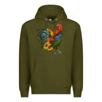 Army Green rooster with sunflowers Premium Hoodie - RanaPortraitStore