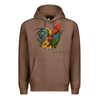 Chestnut rooster with sunflowers Premium Hoodie - RanaPortraitStore