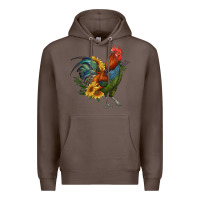 Coffee rooster with sunflowers Premium Hoodie - RanaPortraitStore