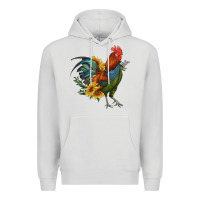 Dove Grey rooster with sunflowers Premium Hoodie - RanaPortraitStore