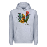Heather Grey rooster with sunflowers Premium Hoodie - RanaPortraitStore