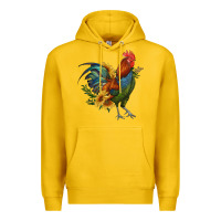 Lemon rooster with sunflowers Premium Hoodie - RanaPortraitStore
