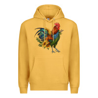 Mustard rooster with sunflowers Premium Hoodie - RanaPortraitStore