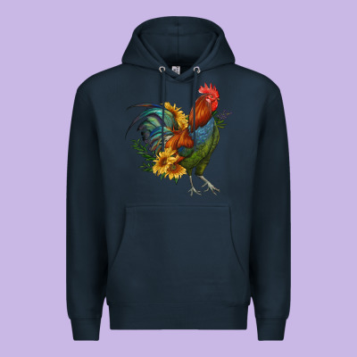 Rooster With Sunflowers Premium Hoodie Designed By Ranaportraitstore
