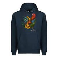 Navy rooster with sunflowers Premium Hoodie - RanaPortraitStore